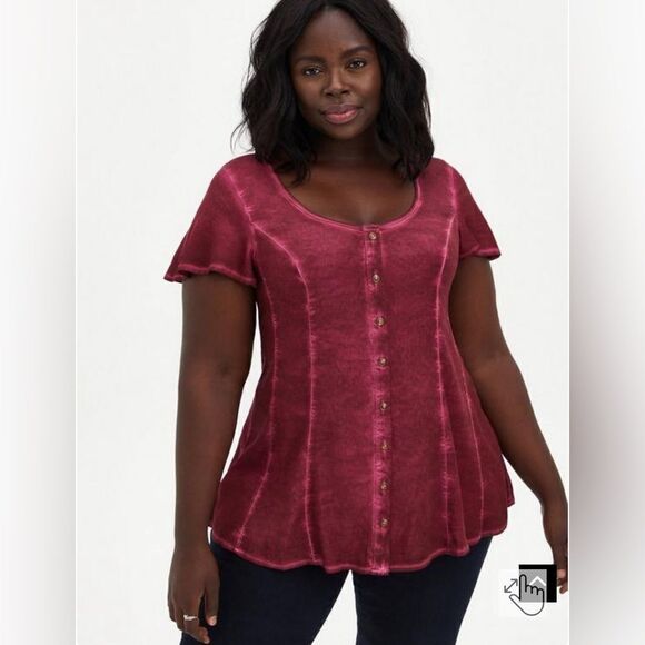 Torrid fit & flare soft stretch challis button front top new 4/4x/26 - Picture 1 of 7